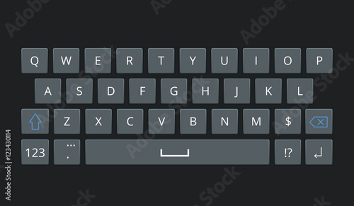 Smartphone keyboard, mobile phone keypad vector mockup. Keyboard for mobile device vector illustration
