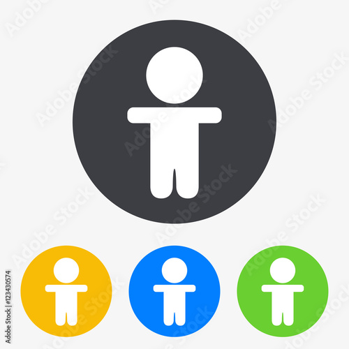 Icono plano niño en circulo varios colores