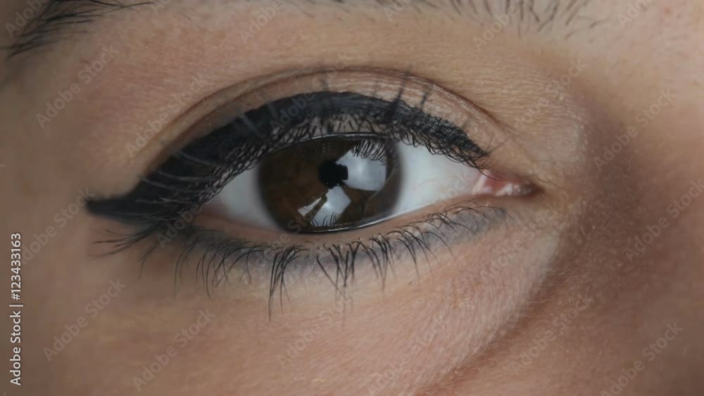 Close up big woman's brown eyes Close up big woman's brown eyes