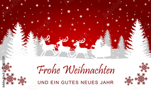 Weihnachten - Karte mit Winterlandschaft (Rot)