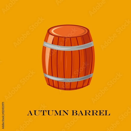 Wooden barrel vector illustration. Autumn time.