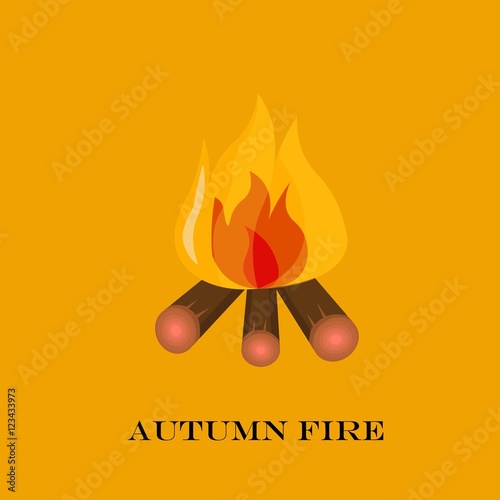 Red Fire icon isolated on background. Modern simple, flat blazing flame sign. Vector Illustration.