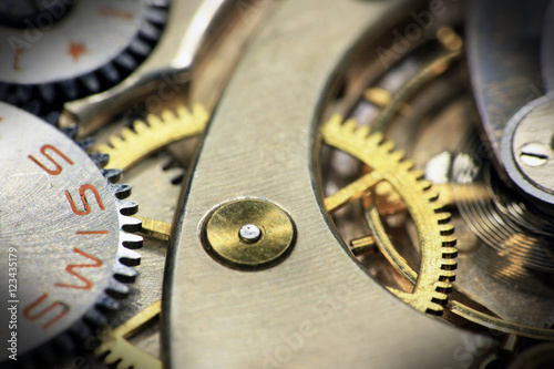 Foto Old swiss made pocket watch inside