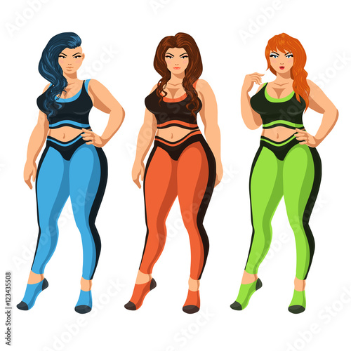 Curvy women in sportswear.