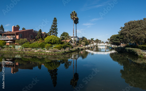 The beautiful Venice Beach Canals neighbourhood near Los angeles  California.