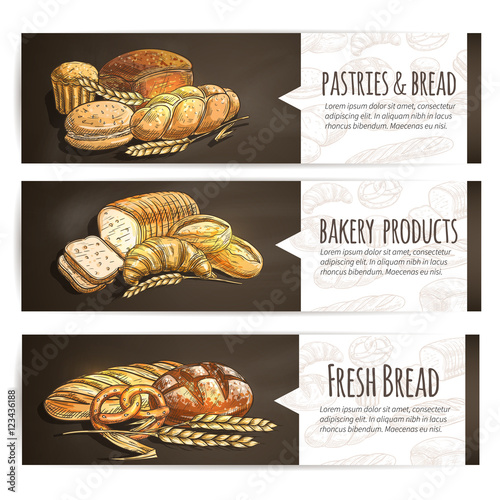 Bakery fresh bread and pastries poster