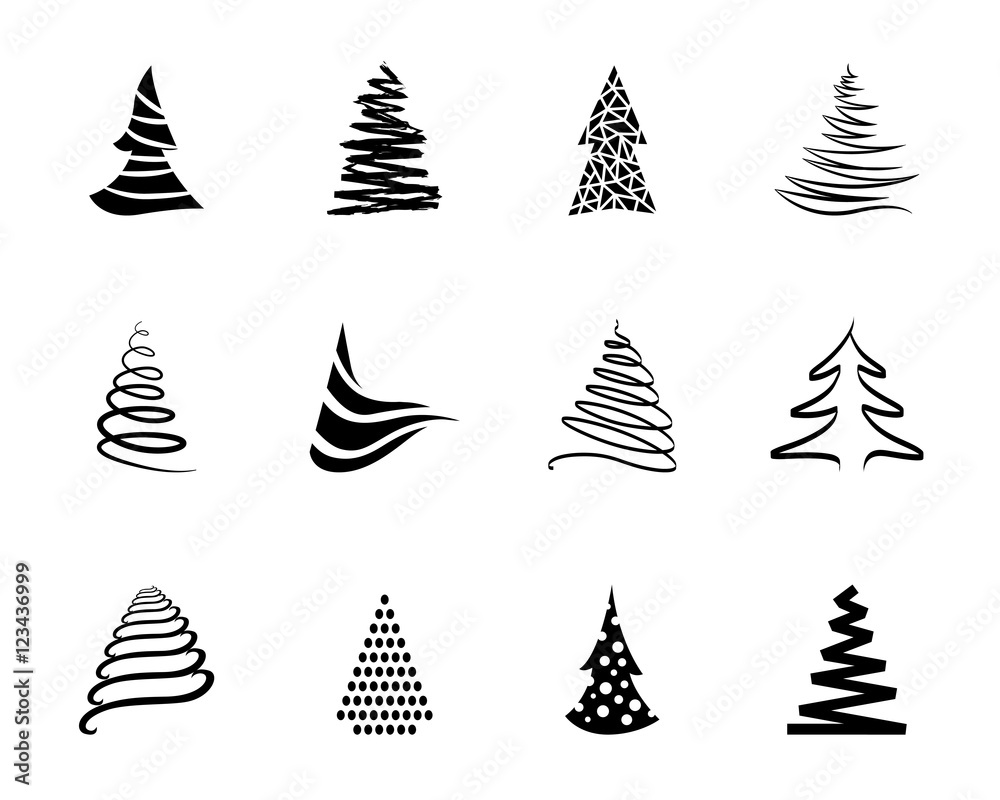 Obraz premium Weihnachtsbaum Iconset - Schwarz
