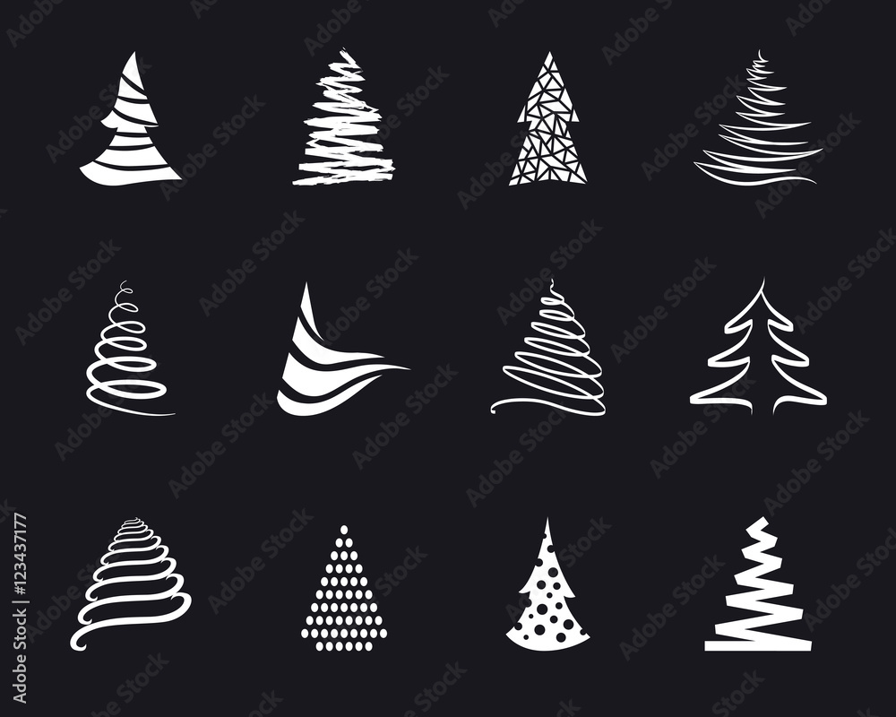 Obraz premium Weihnachtsbaum Iconset - Weiß