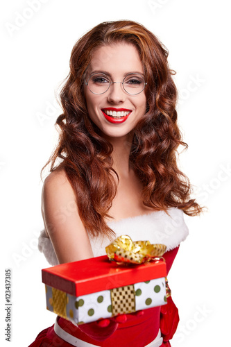 Christmas woman with gift box