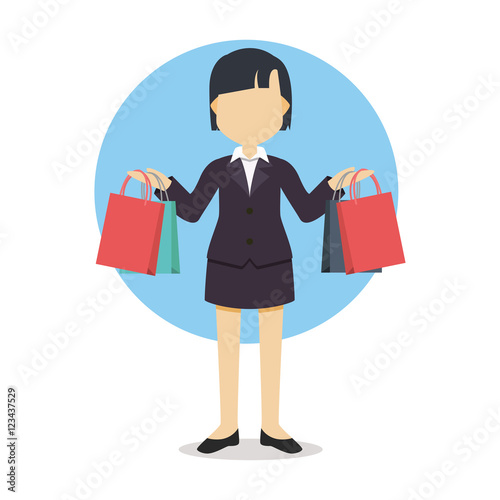 businesswoman with shoping vector illustration design