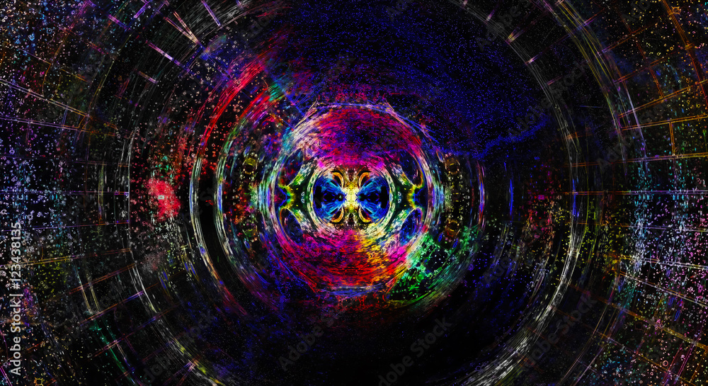 abstract circle structure on black background, computer graphic design. abstract circle structure on black background, computer graphic design.
