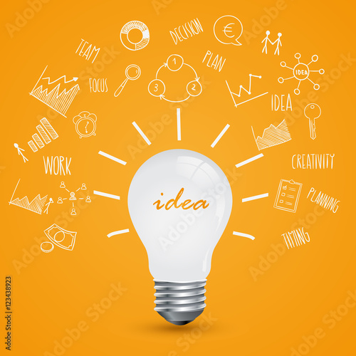 Bulb light idea. concept of big ideas inspiration innovation. ve