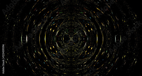 abstract circle structure on black background, computer graphic design.