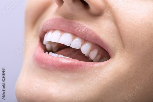 Macro photo of white teeth