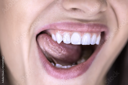 Macro photo of girl's teeth