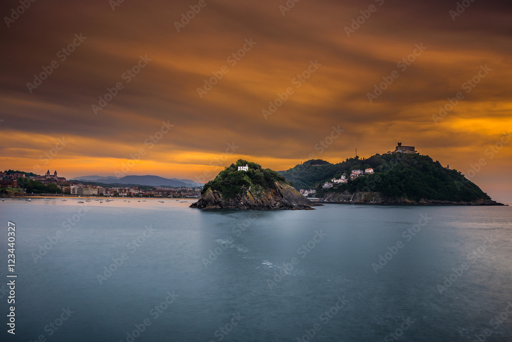 Bay of San Sebastian at sunset, Basque Country (Spain)