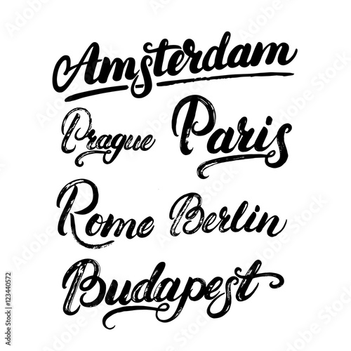 Collection of european capitals Amsterdam, Berlin, Paris, Rome, Prague, Budapest.