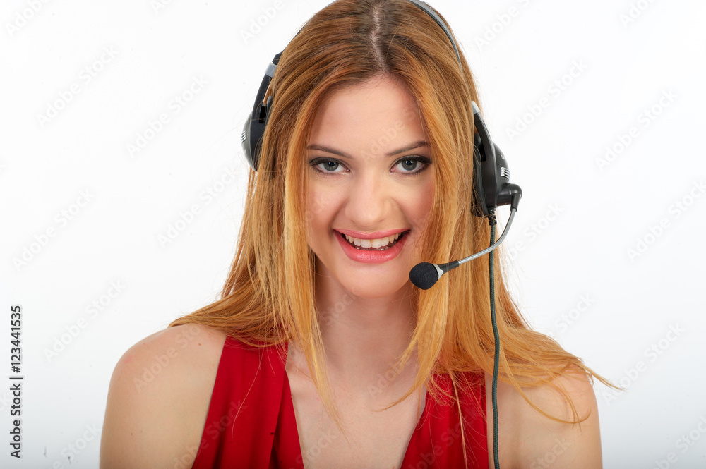 beautiful young blonde women workin on desk with computer beautiful young blonde women workin on desk with computer
