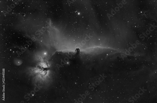 Horsehead and Flame nebulae in Orion constellation
