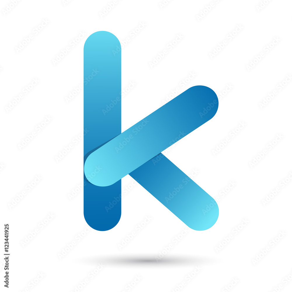 Letter k with blue color on white background Letter k with blue color on white background