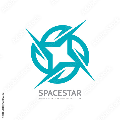 Space star - vector logo template concept illustration. Abstract shape with rays sign. Creative design element.