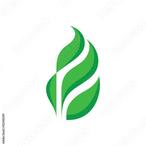 Stylized green leaves - vector logo template concept illustration. Nature creative sign. Design element.