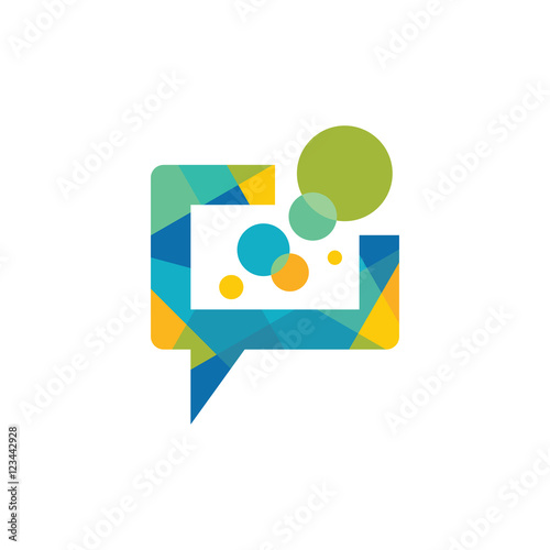Message - vector logo template concept illustration. Speech bubble creative sign. Internet chat icon. Abstract mosaic. Geometric design element.