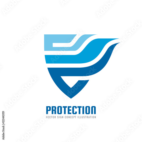 Protection - vector logo concept illustration. Abstract shield with wing creative sign. Design element.
