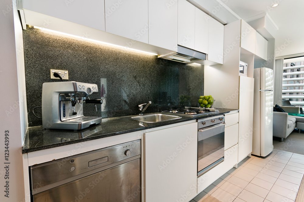 Modern gourmet kitchen interior. spacious great room
Modern gourmet kitchen interior. spacious great room
