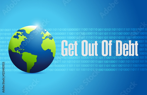 get out of debt binary globe sign concept
