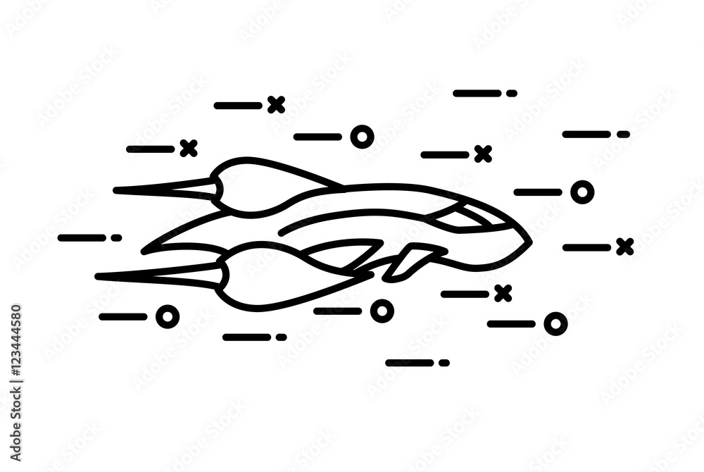 Thin line flat space ship Thin line flat space ship