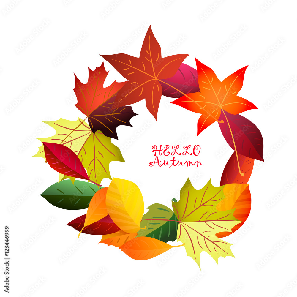 Autumn colorful wreath of leaves.Vector