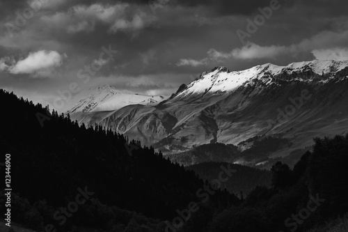 Stormy and dramatic clouds over the Caucasus mountains Arkhyz, Russia © EdNurg