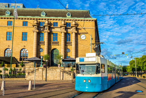 Tram on a street of Gothenburg - Sweden