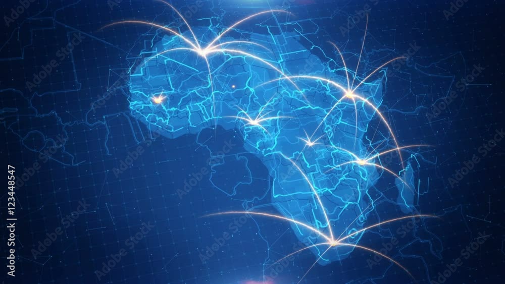 Map of the Africa with the animated background. Map of the Africa with the animated background.