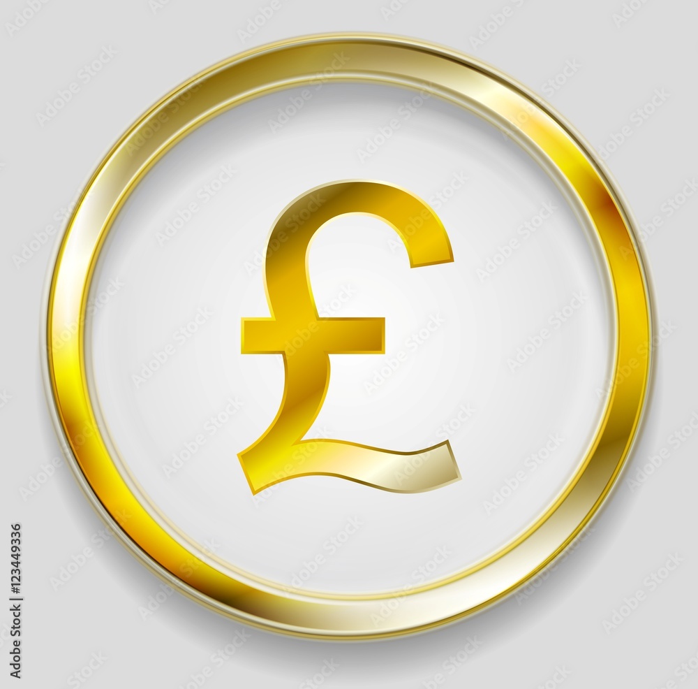 Concept golden pound symbol logo button Concept golden pound symbol logo button