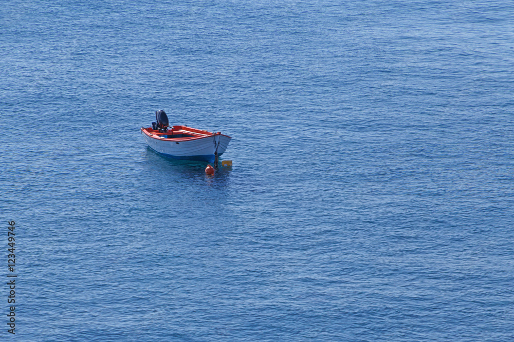 boat in Aegean sea at Santorini