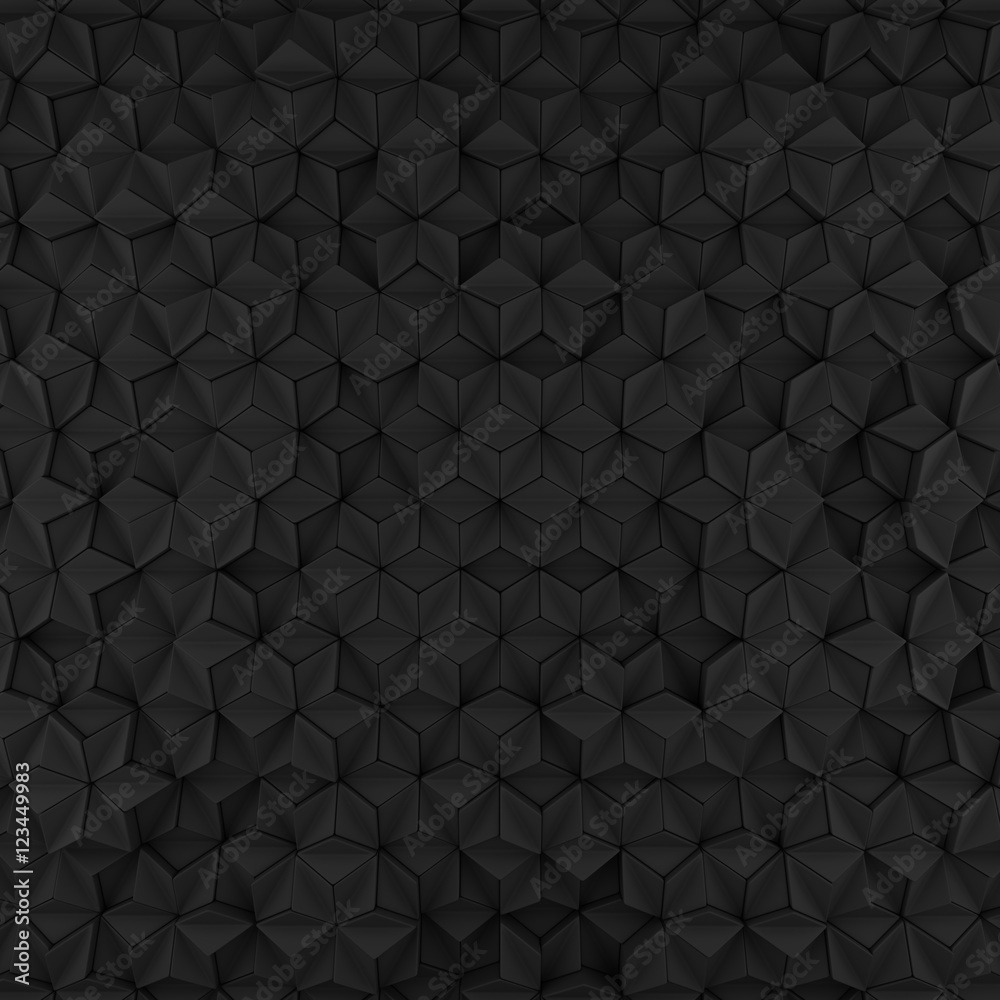 Black abstract rhombus backdrop. 3d rendering geometric polygons