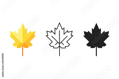 Photo Set Of Maple Leaf Icons