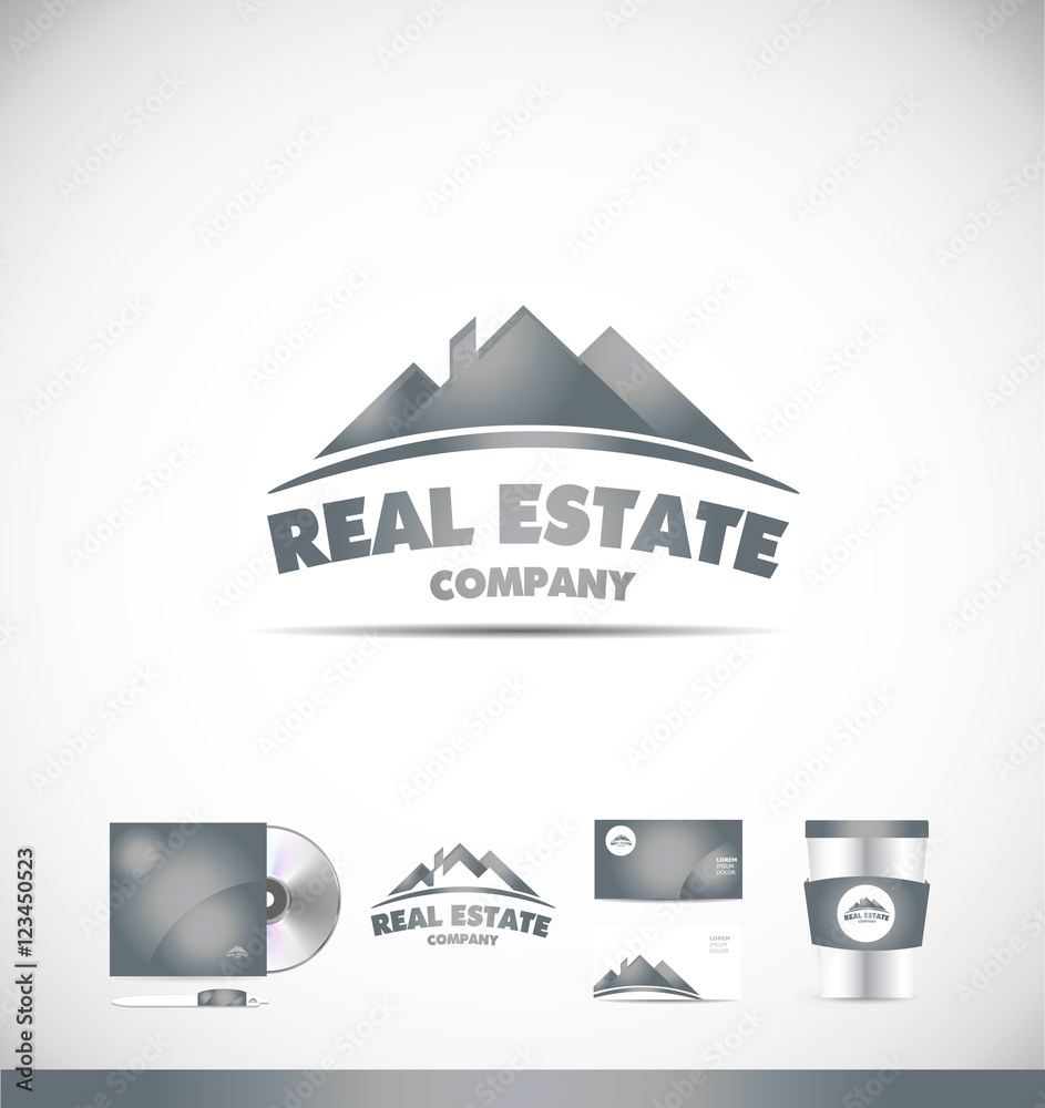 Real estate silver grey logo icon design