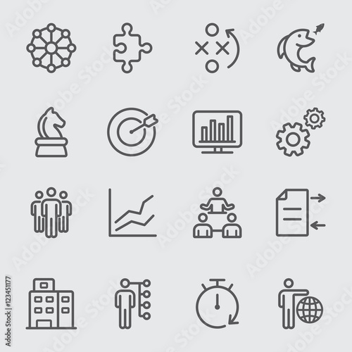 Business and Strategy circles line icon