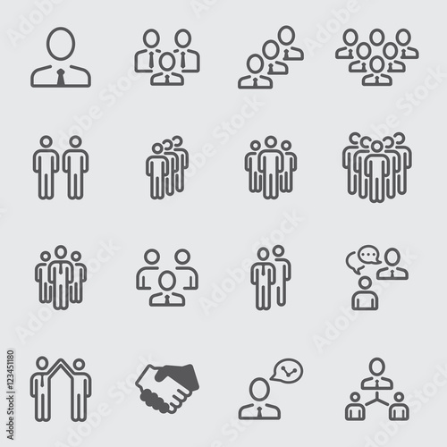 Business team and Leadership line icon 