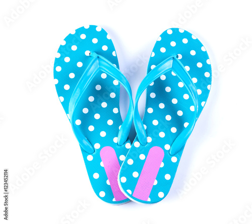 summer fashion blue Flip Flop Sandals Isolated 