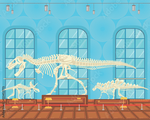 Tyrannosaur Rex bones skeleton in museum exhibition.