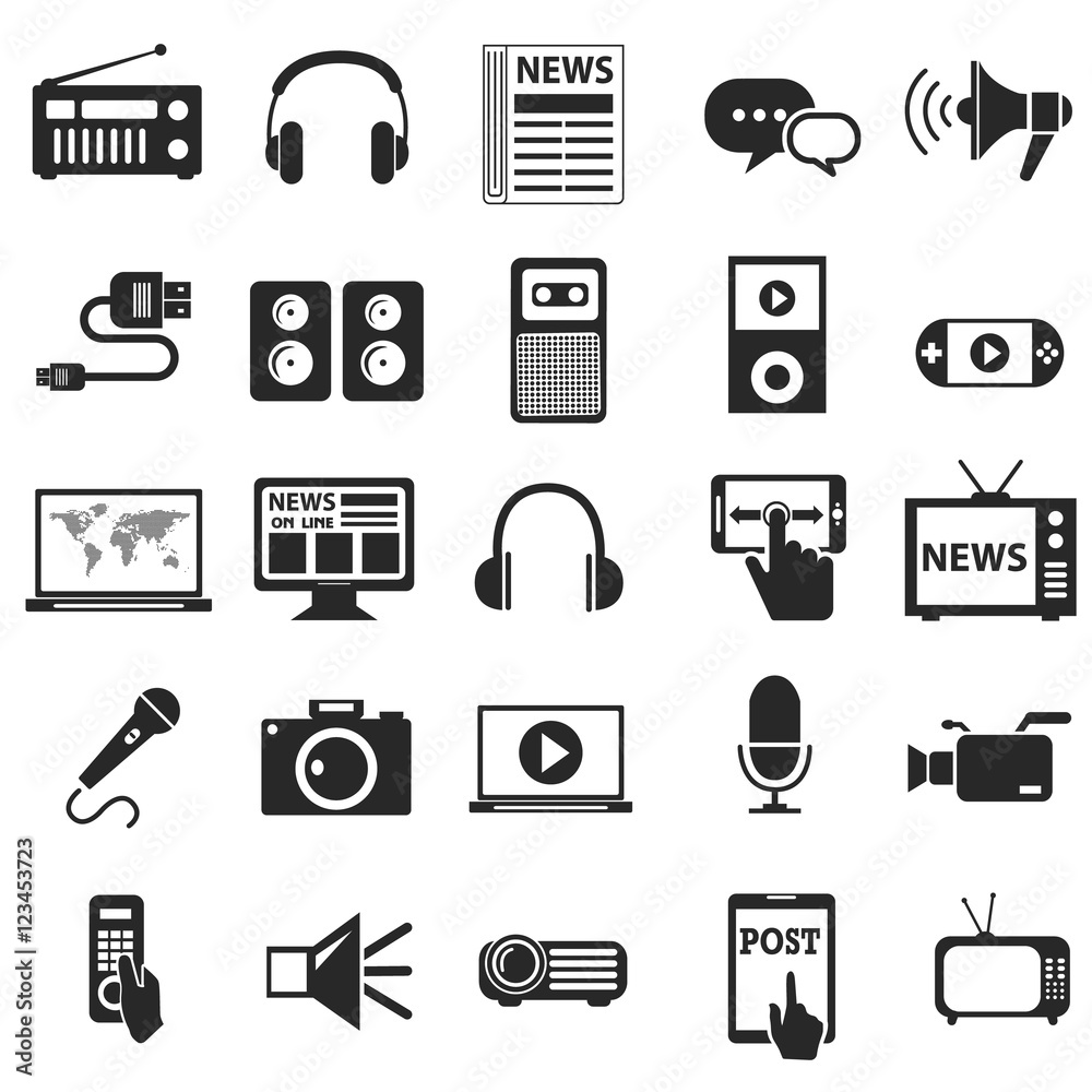 Media Icons. Technology and electronics devices set Media Icons. Technology and electronics devices set