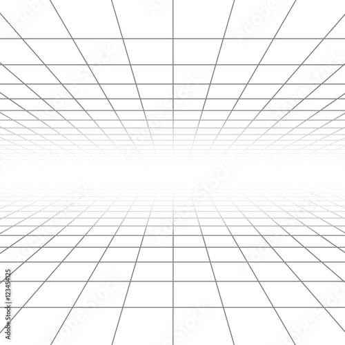 Ceiling and floor perspective grid vector lines  architecture wireframe