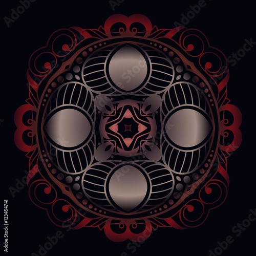 Mystical Emblem a black background abstract lace decoration, arabic style