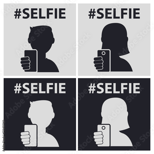 Guy Girl taking self photo icon vector illustration
