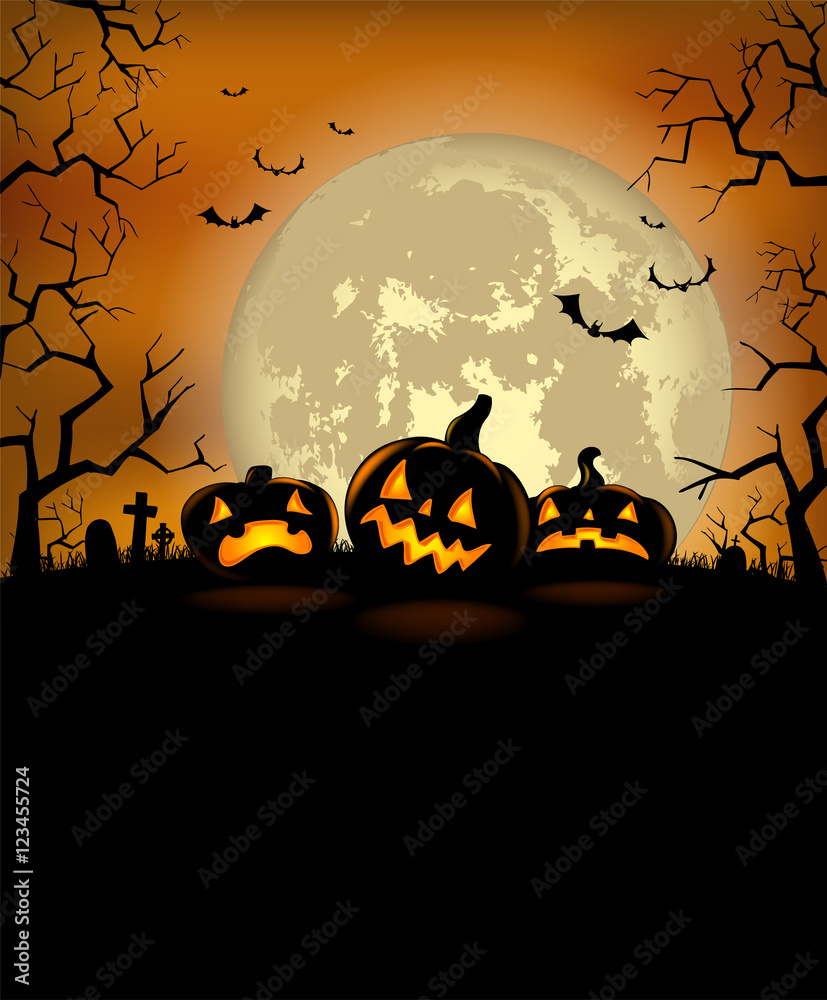 Halloween background with scary pumpkins Halloween background with scary pumpkins