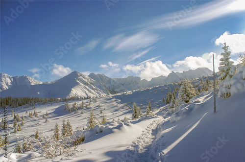Beautiful scenery of snowy mountains